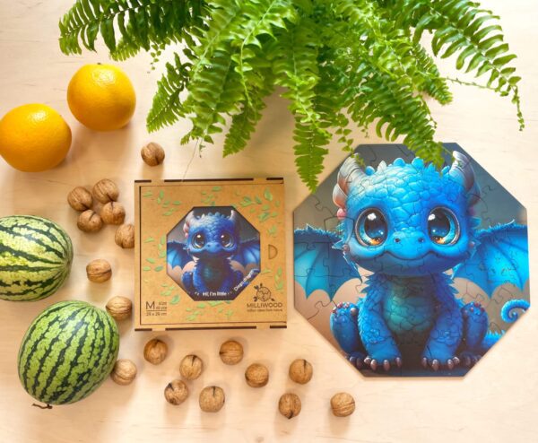Drewniane puzzle - Hi, I'm little - Smok Diego - 46 el. - obrazek 6