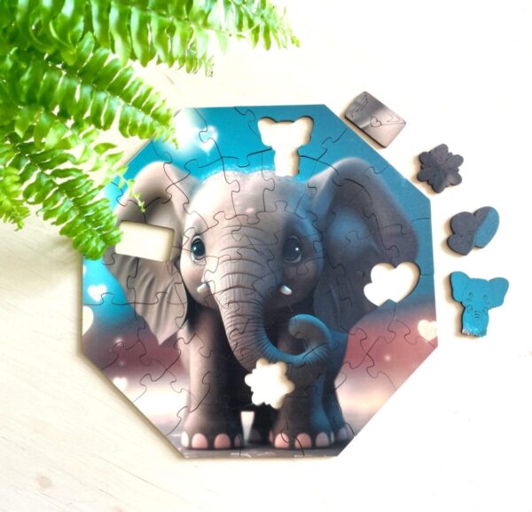 Puzzle drewniane - Hi, I'm little - Słonik Ellie - 46 el. - obrazek 3