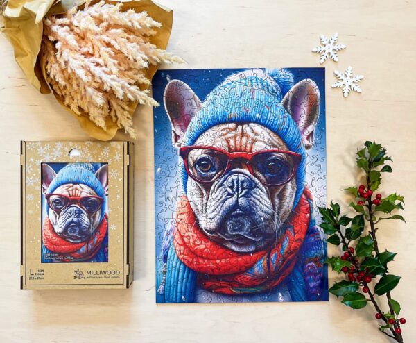 Wooden puzzle - Cold is cool - Grumpy Bulldog Gustav - 316 el. - Image 3