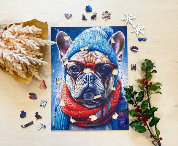 Wooden puzzle - Cold is cool - Grumpy Bulldog Gustav - 316 el. - Image 2