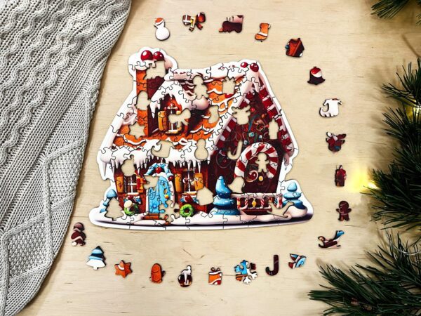 Puzzle drewniane - Christmas - Domek z piernika  100 el. - obrazek 3