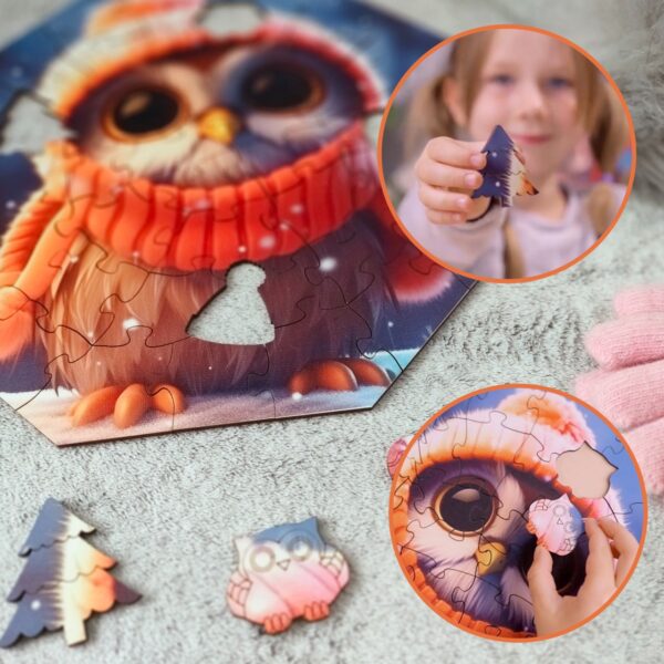 Puzzle drewniane - Hi, I'm little - Sowa Olivia - 46 el. - obrazek 11