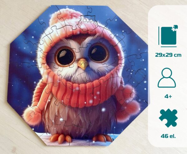 Puzzle drewniane - Hi, I'm little - Sowa Olivia - 46 el. - obrazek 9