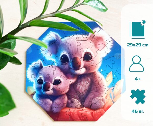 Puzzle drewniane - Hi, I'm little - Koala Kylo z mamą - 46 el. - obrazek 8
