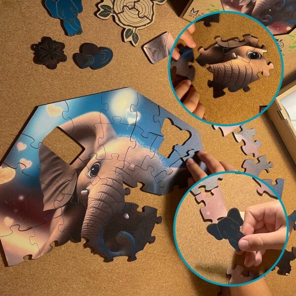 Puzzle drewniane - Hi, I'm little - Słonik Ellie - 46 el. - obrazek 9