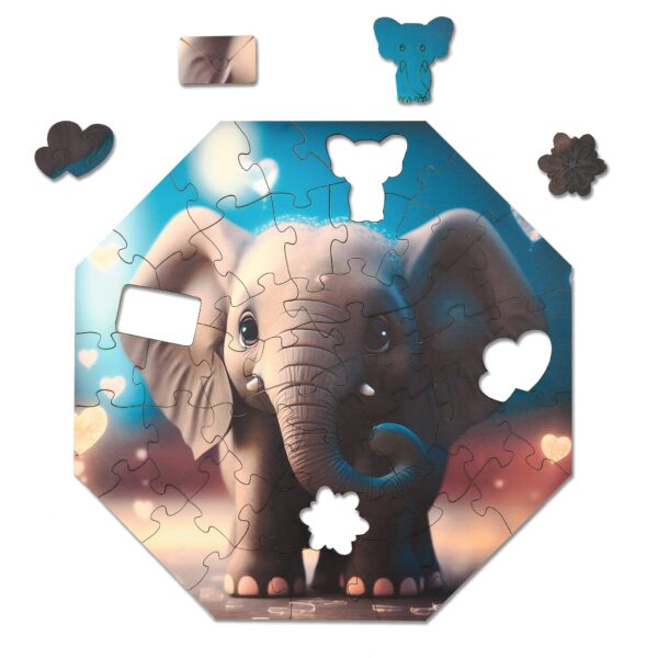 Puzzle drewniane - Hi, I'm little - Słonik Ellie - 46 el.