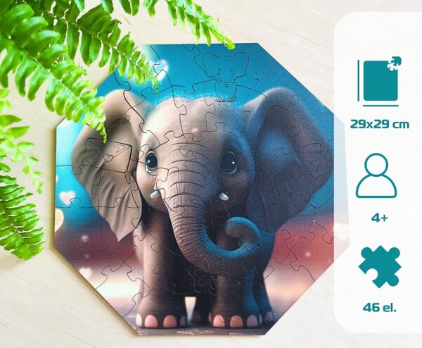 Puzzle drewniane - Hi, I'm little - Słonik Ellie - 46 el. - obrazek 7