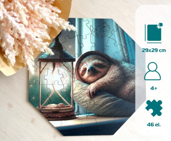 Puzzle drewniane - Hi, I'm little - Leniwiec Simon - 46 el. - obrazek 10