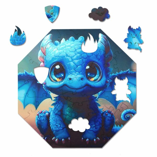 Drewniane puzzle - Hi, I'm little - Smok Diego - 46 el.