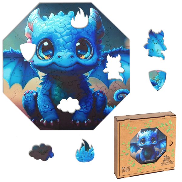 Drewniane puzzle - Hi, I'm little - Smok Diego - 46 el. - obrazek 11