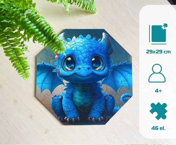 Drewniane puzzle - Hi, I'm little - Smok Diego - 46 el. - obrazek 8