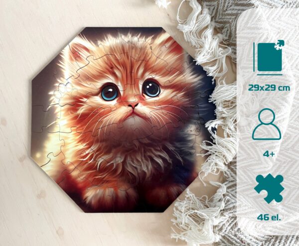 Puzzle drewniane - Hi, I'm little - Kotek Cali- 46 el. - obrazek 6