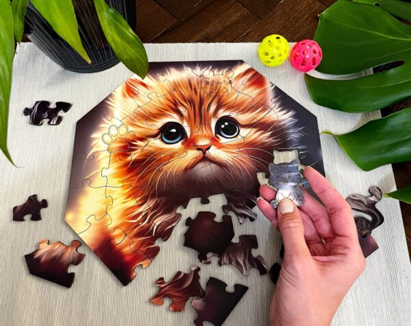 Puzzle drewniane - Hi, I'm little - Kotek Cali- 46 el. - obrazek 11