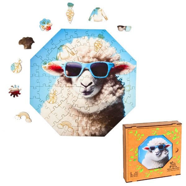 Puzzle drewniane - Funnymals - Owca w niebieskim- 90 el. - obrazek 7