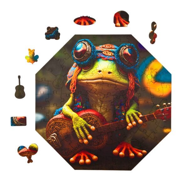 Puzzle drewniane - Funnymals - Muzykalna Żaba - 90 el.