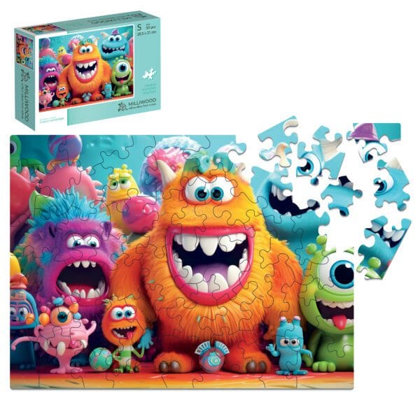 Puzzle drewniane - Dream Team - Kudłate Potworki - 50 el.