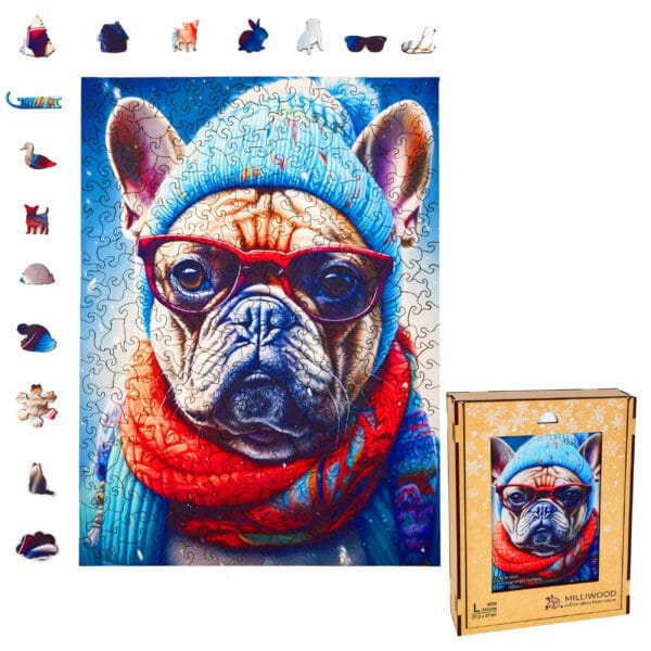 Wooden puzzle - Cold is cool - Grumpy Bulldog Gustav - 316 el. - Image 5