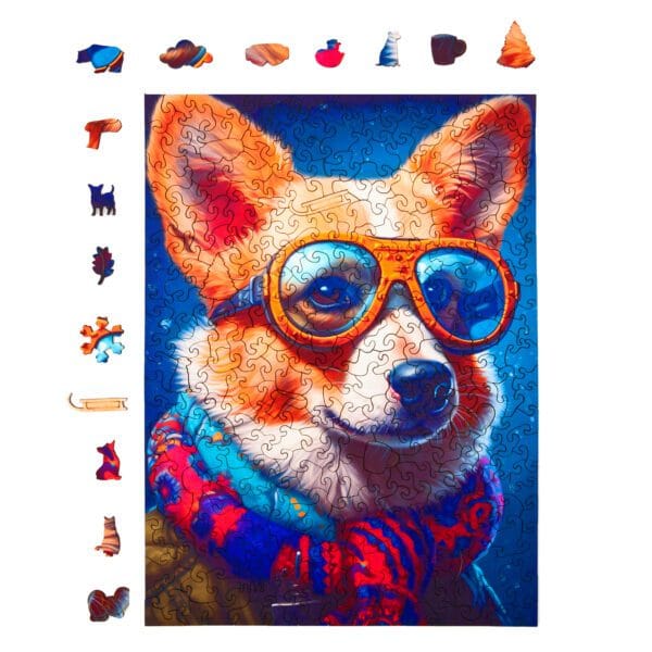 Wooden puzzle - Cold is cool - Colin Corgi Dog - 316 el.