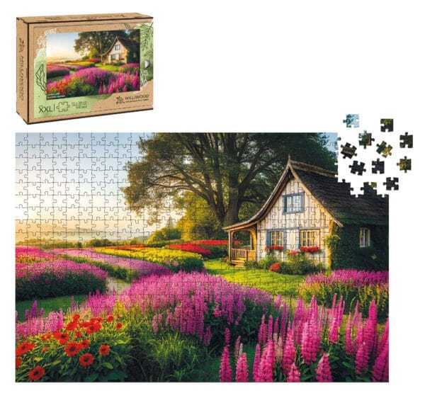 Puzzle drewniane - Landscapes - Wrzosowa Chata - 580 el.