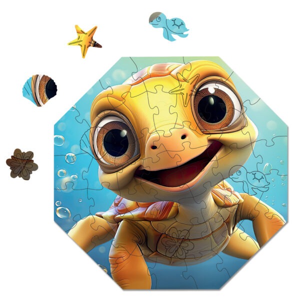 Puzzle drewniane – Hi, I’m little – Żółwik Theo – 46 el.