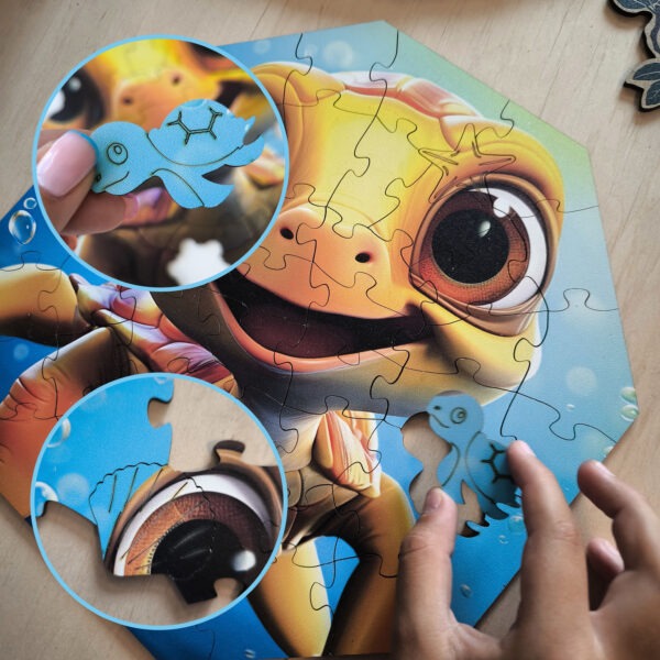 Puzzle drewniane – Hi, I’m little – Żółwik Theo – 46 el. - obrazek 4