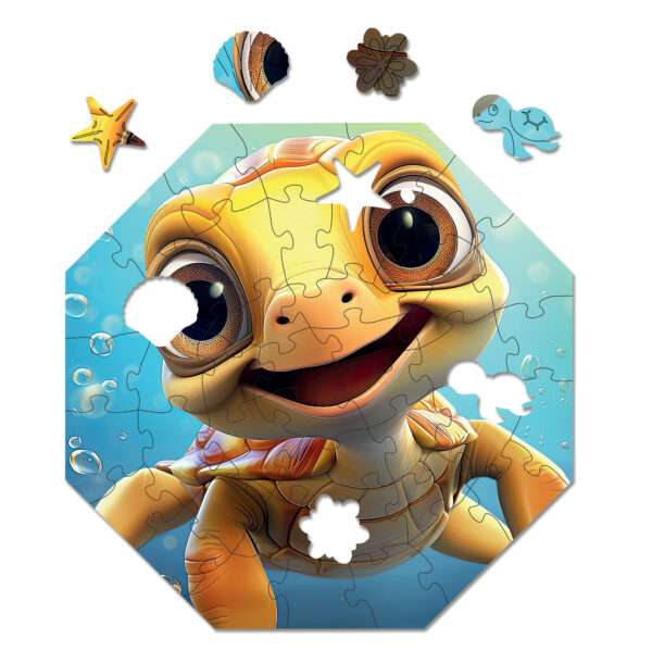Puzzle drewniane – Hi, I’m little – Żółwik Theo – 46 el. - obrazek 6