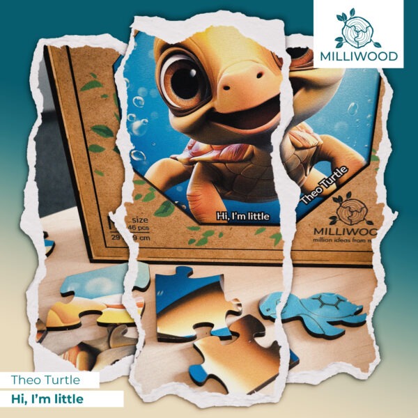 Puzzle drewniane – Hi, I’m little – Żółwik Theo – 46 el. - obrazek 7