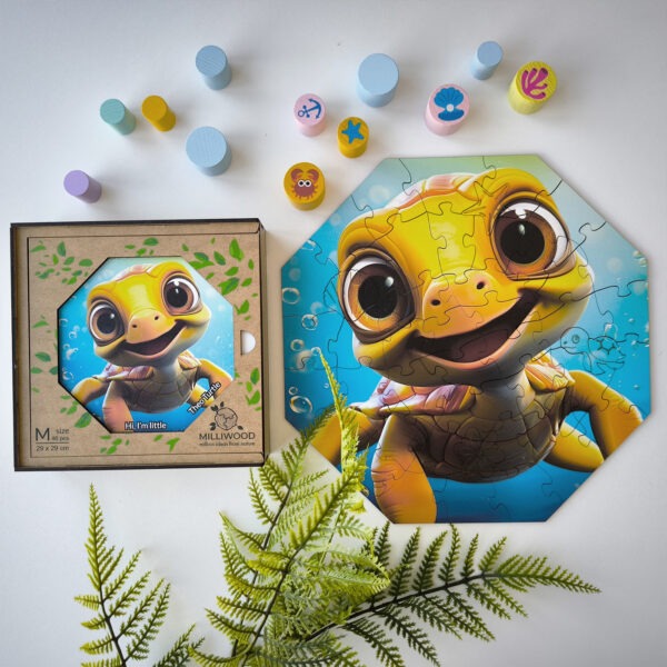 Puzzle drewniane – Hi, I’m little – Żółwik Theo – 46 el. - obrazek 11