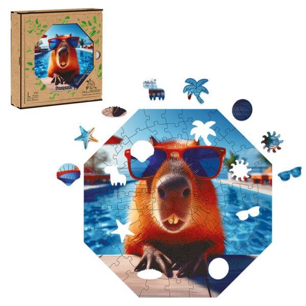 Puzzle drewniane – Funnymals – Kapibara Swimpybara – 90 el. - obrazek 11