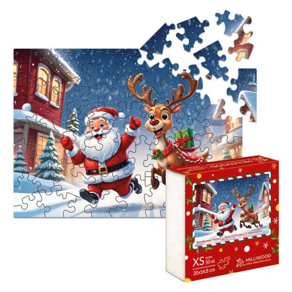 Puzzle drewniane – Christmas – Mikołaj i Renifer – 50el. - obrazek 10