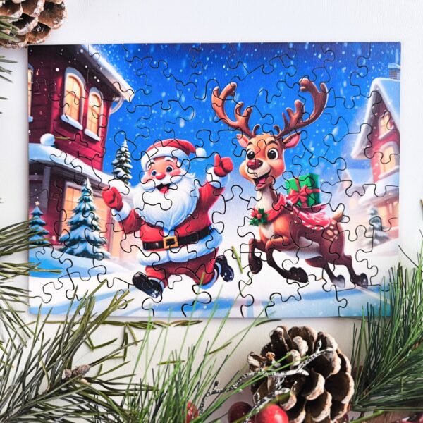 Puzzle drewniane – Christmas – Mikołaj i Renifer – 50el. - obrazek 4