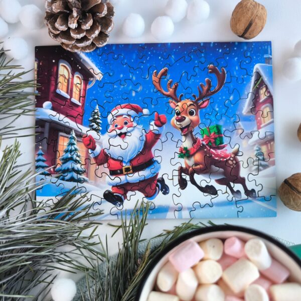 Puzzle drewniane – Christmas – Mikołaj i Renifer – 50el. - obrazek 7