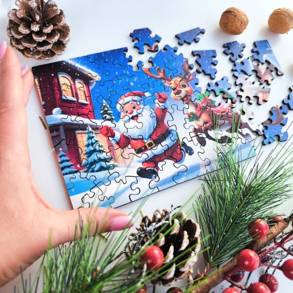 Puzzle drewniane – Christmas – Mikołaj i Renifer – 50el. - obrazek 3
