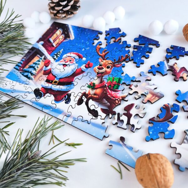 Puzzle drewniane – Christmas – Mikołaj i Renifer – 50el. - obrazek 2