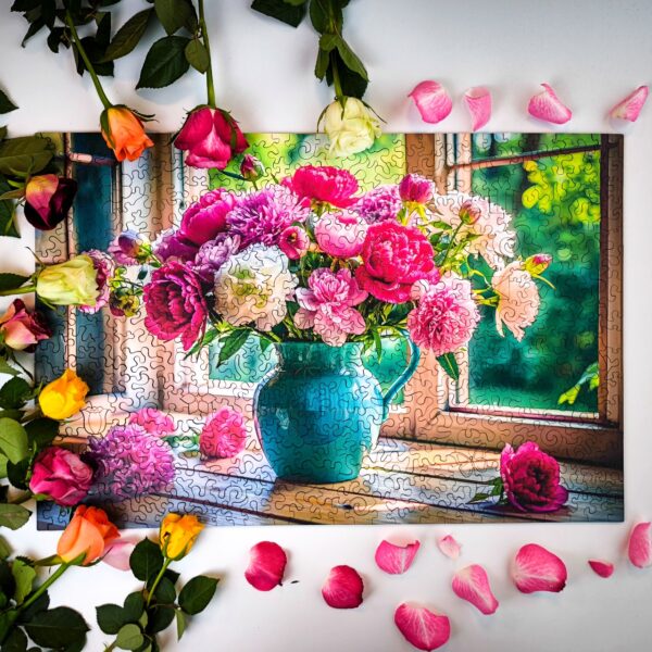 Wooden Puzzle - Celebrating - Blossom window 500 pcs. 51×34 cm - Image 2
