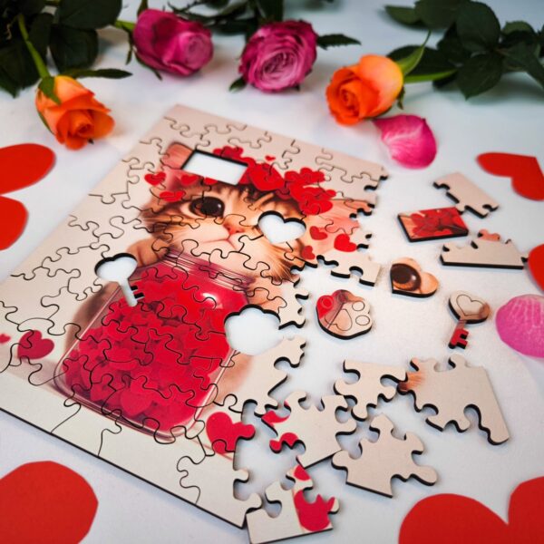 Drewniane Puzzle Milliwood - Celebrating - Kotek pełen miłości 24x20 50 el. - obrazek 4
