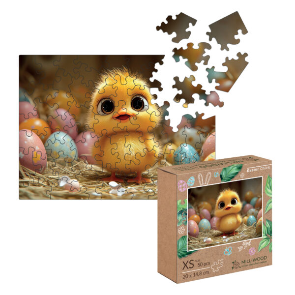 Drewniane Puzzle Milliwood – Celebrating – Wielkanocny Kurczaczek 20×14,8 50 el. - obrazek 3
