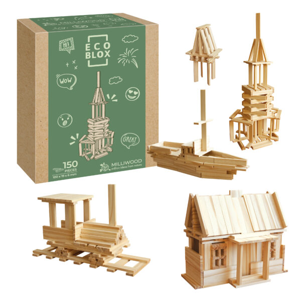 Konstruktor drewniany Milliwood - ECOCREATOR - 150 szt.