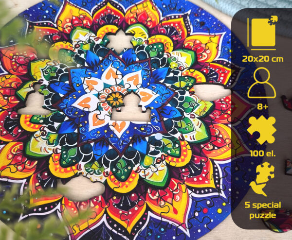 Puzzle drewniane – Peace and harmony – Nocna Mandala – 100 el. - obrazek 5