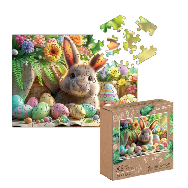 Drewniane Puzzle Milliwood – Celebrating – Wielkanocny Zajączek 20×14,8 50 el. - obrazek 3